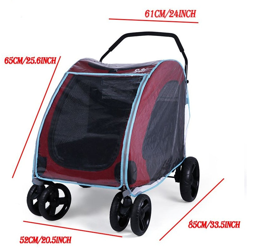 Waterproof Pet Stroller With Rain Cover