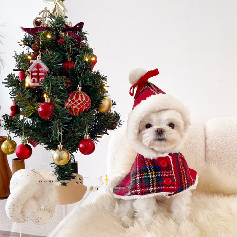Christmas Dog Clothes - Stylish Red Cloak for Pets