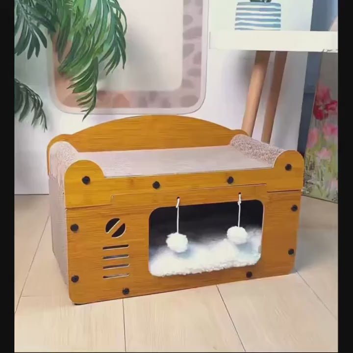 Cat Scratcher Bed House Toy with Corrugated Cardboard