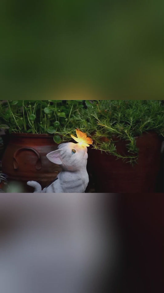 Creative Cat Butterfly Garden Resin Light