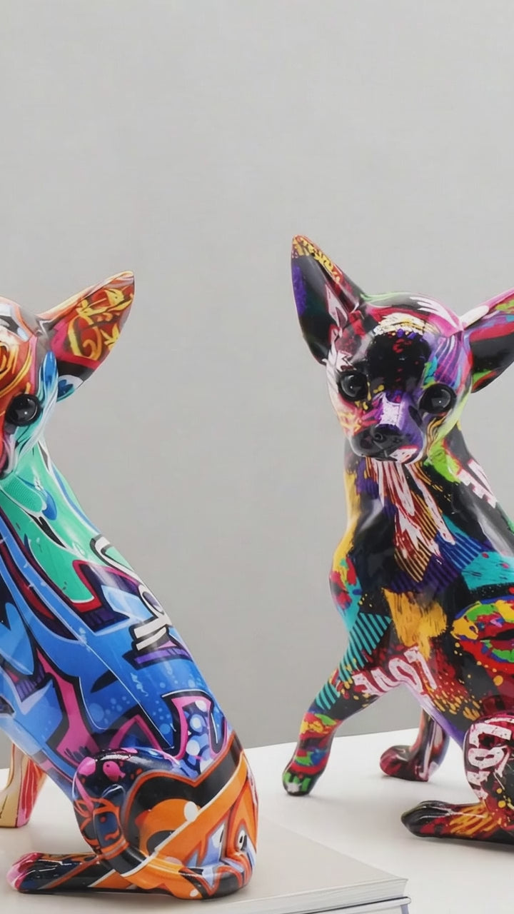 Modern Colorful Chihuahua Resin Decoration