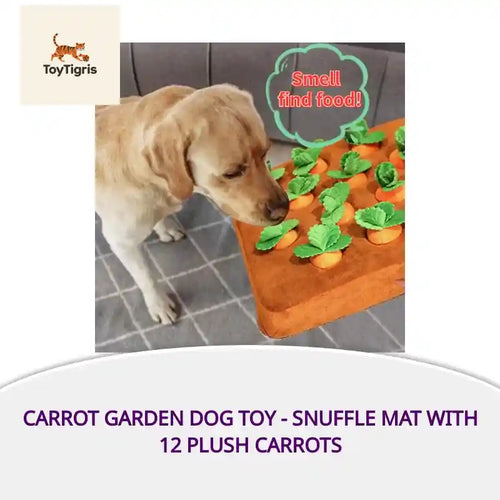 Carrot Garden Dog Toy - Snuffle Mat with 12 Plush Carrots by@Outfy