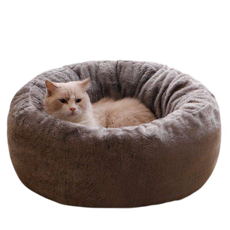 Plush Donut Bed for Cats and Small Dogs