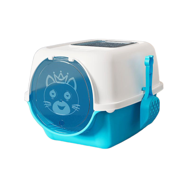 Oversized Splash-Proof Cat Litter Box Semi-Enclosed, Easy-Clean Design