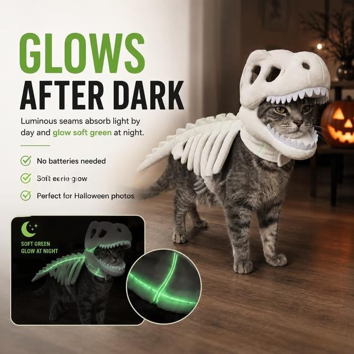 Glow-in-the-Dark Skeleton Halloween Costume - Cats and Dogs