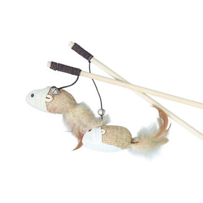 Feather Bell Mouse Stick Cat Toy Interactive Throwing Toy