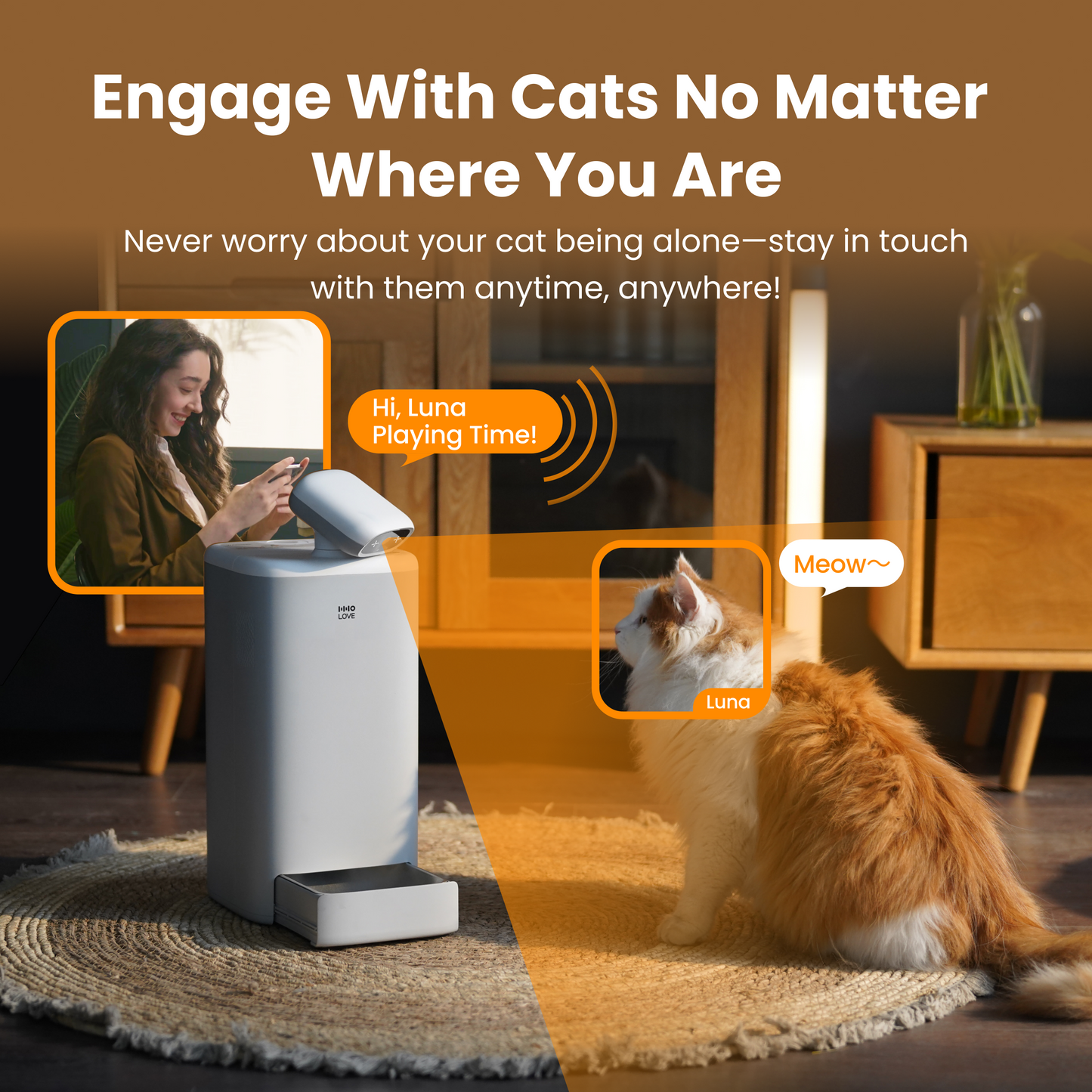 Smart Automatic Cat Feeder 1080P HD Camera, Two-Way Audio & Portion Control