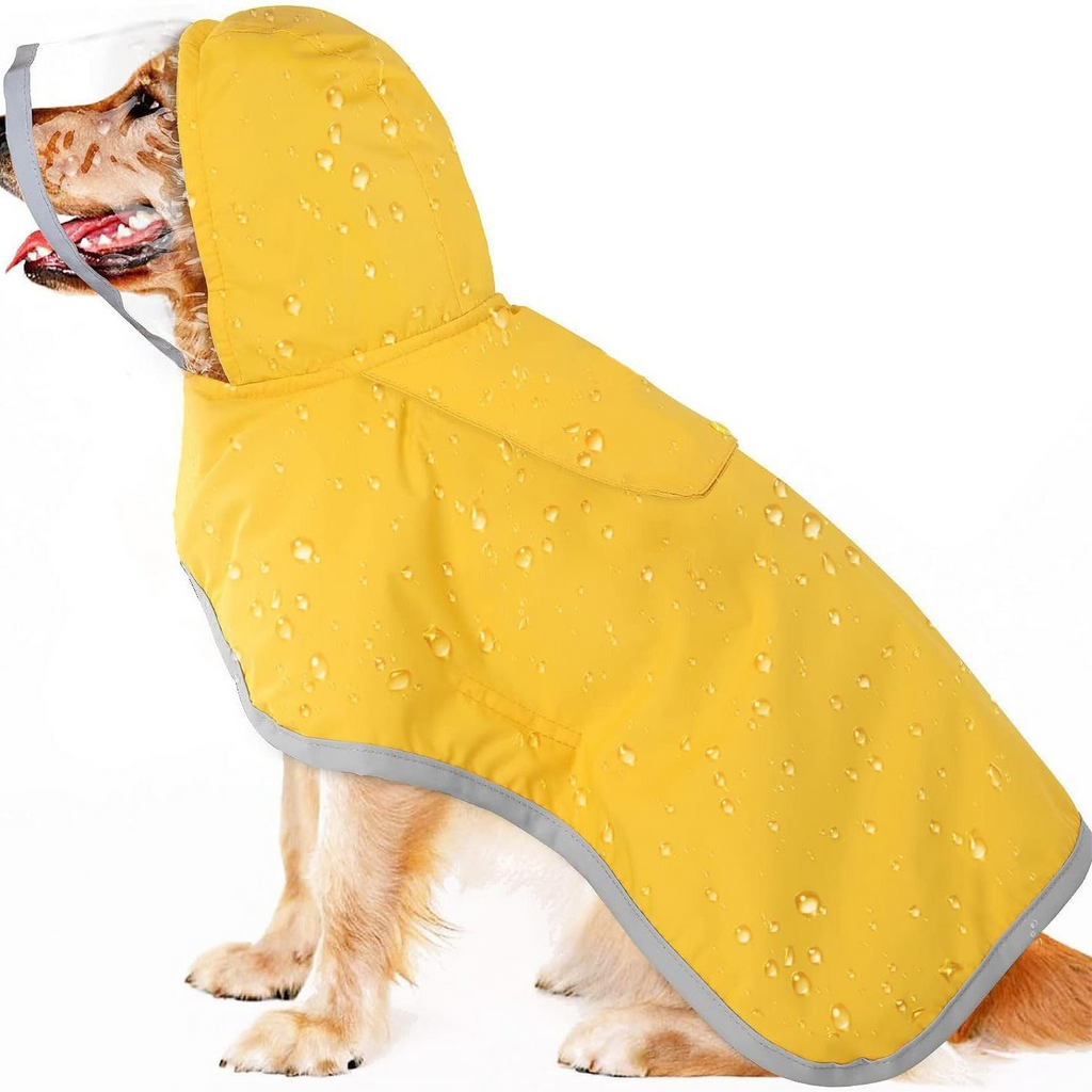 Wasserdichter Hunde-Regenmantel – Weiche, atmungsaktive Kapuzenjacke mit transparenter Krempe